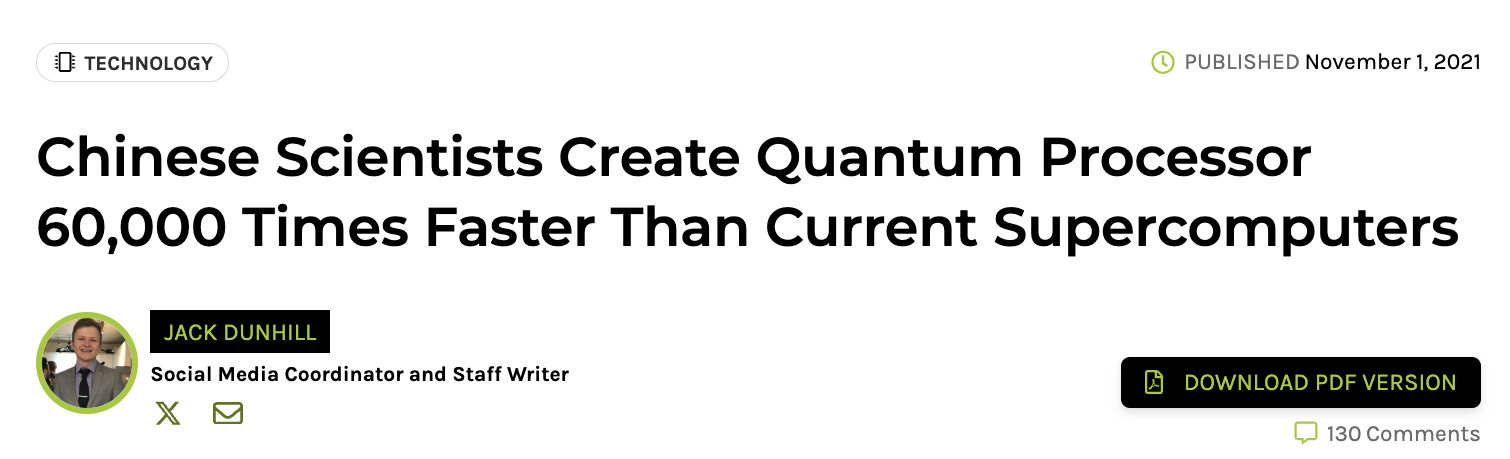 A quantum computing headline.